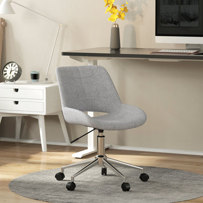 Office Chair, Desk Chair, Height Adjustable Swivel Chair, Computer Chair with Linen Look, PC Chair up to 110 kg Capacity, Metal, Light Grey, 49 x 56.5 x 73-82.5 cm