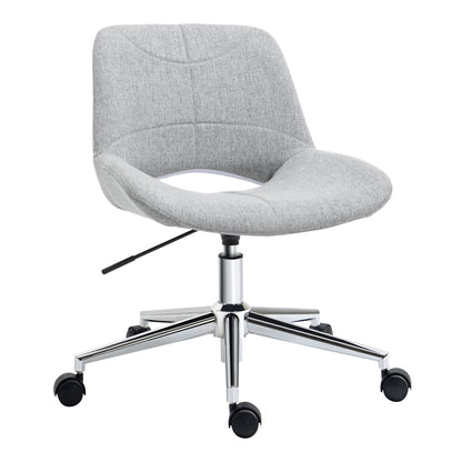 Office Chair, Desk Chair, Height Adjustable Swivel Chair, Computer Chair with Linen Look, PC Chair up to 110 kg Capacity, Metal, Light Grey, 49 x 56.5 x 73-82.5 cm