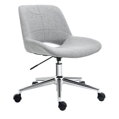 Office Chair, Desk Chair, Height Adjustable Swivel Chair, Computer Chair with Linen Look, PC Chair up to 110 kg Capacity, Metal, Light Grey, 49 x 56.5 x 73-82.5 cm