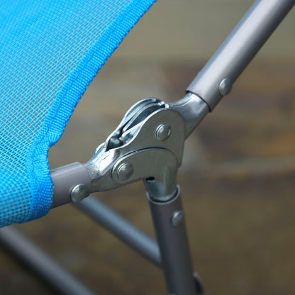 Folding Sun Lounger with Reclining Backrest and Cushion, Garden, Beach and Camping Lounger, Blue