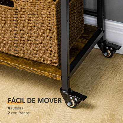 3-Tier Adjustable Storage Cart Printer Stand with Wheels for Office Kitchen Bedroom 19.7x13.8x39.6 inches Rustic Brown