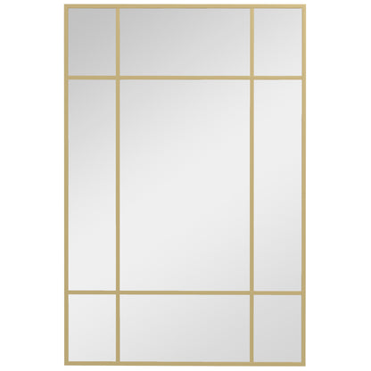 Rectangular Wall Mirror 90x60 cm with Metal Frame Decorative Mirror for Living Room Bedroom Entryway Gold