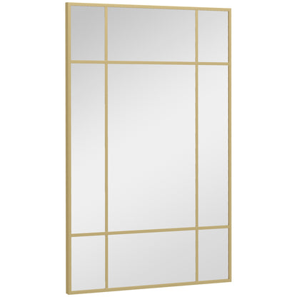 Rectangular Wall Mirror 90x60 cm with Metal Frame Decorative Mirror for Living Room Bedroom Entryway Gold