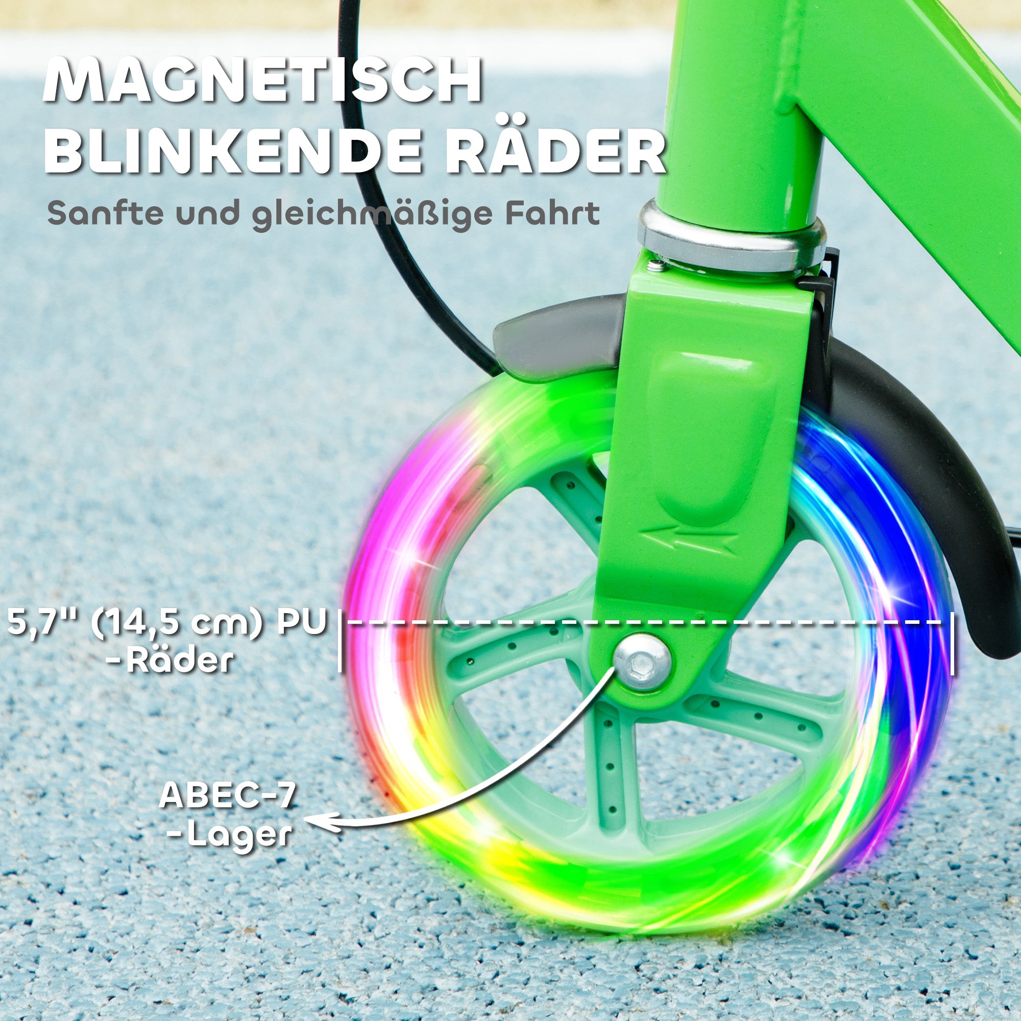 Kids Scooter with Light-Up Wheels, Brake, Foldable Children's Scooter Adjustable Height Scooter Kick Scooter for Kids Teens 3-8 Years Old City Scooter up to 50 kg