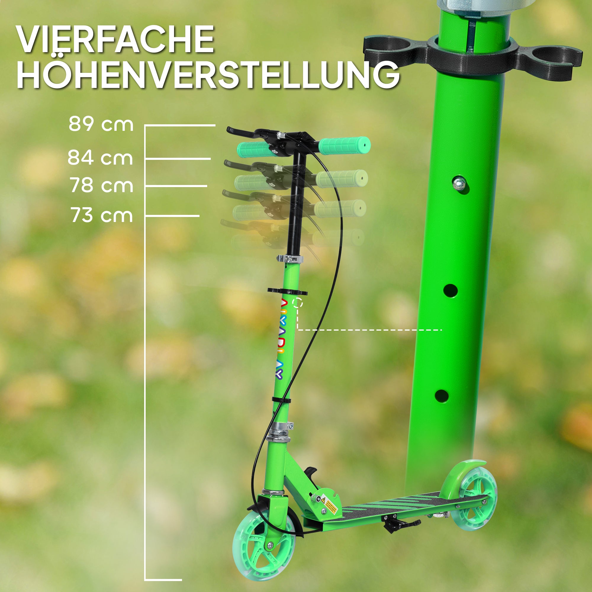 Kids Scooter with Light-Up Wheels, Brake, Foldable Children's Scooter Adjustable Height Scooter Kick Scooter for Kids Teens 3-8 Years Old City Scooter up to 50 kg