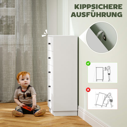 Chest of Drawers Sideboard with 5 Drawers Cabinet made of Wood Material Storage Cabinet in Modern Style Drawer Cabinet for Living Room Bedroom Hallway 47 x 29 x 95 cm White