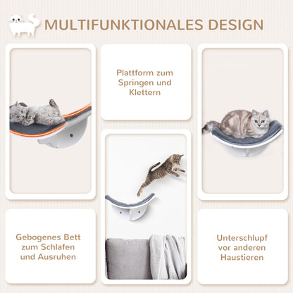 Cat Shelf Cat Wall Shelf Cat Bed Cat Shelf Wall Mount Plush Cover Gray 41 x 28 x 21 cm