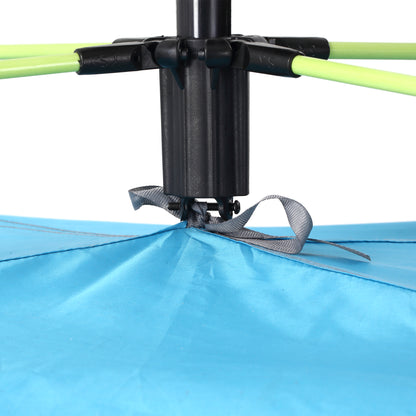 Beach Tent with Retractable Windows and Zipper Door, Instant Polyester and Fiberglass Tent, 220x173x120 cm, Light Blue and Yellow