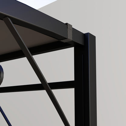 10' x 8' (3 x 2.5 m) Adjustable-Roof Garden Pergola — Steel Frame, Dark Gray Polyester Canopy