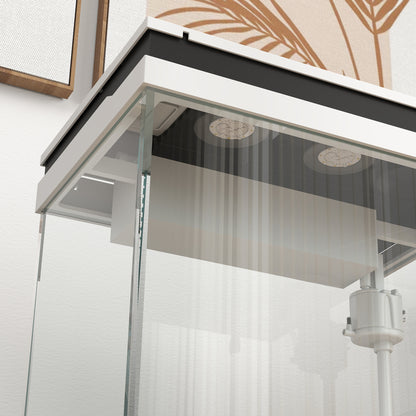 Small 14L complete glass aquarium with filtration system, LED lighting, water pump, lid, for tropical, goldfish, white fish