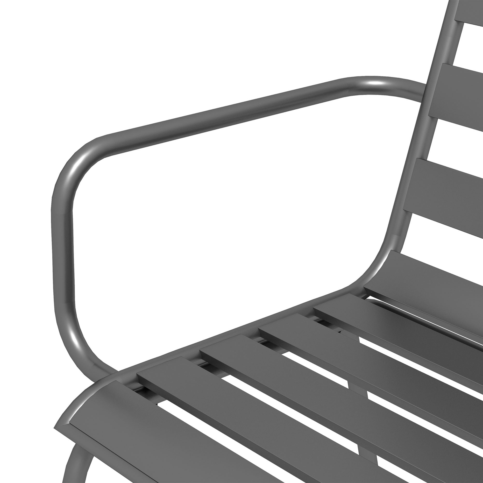 Outdoor Garden Dining Set 7-Piece with 1 Table and 6 Stackable Steel Gray Chairs