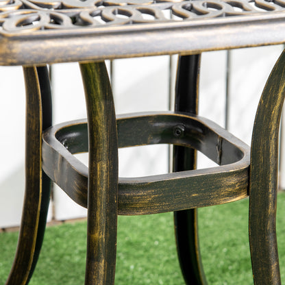Patio Side Table with Umbrella Hole, Garden Table with Aluminum Frame, Coffee Table for Garden, Balcony, Bronze, 54 x 54 x 52.5 cm
