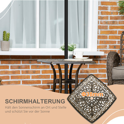 Patio Side Table with Umbrella Hole, Garden Table with Aluminum Frame, Coffee Table for Garden, Balcony, Bronze, 54 x 54 x 52.5 cm
