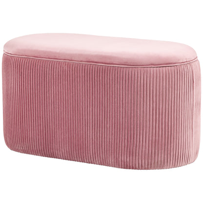 Upholstered Bench with Storage Chest for Living Room French Style Velvet Elegant Pink 81 x 40 x 41 cm