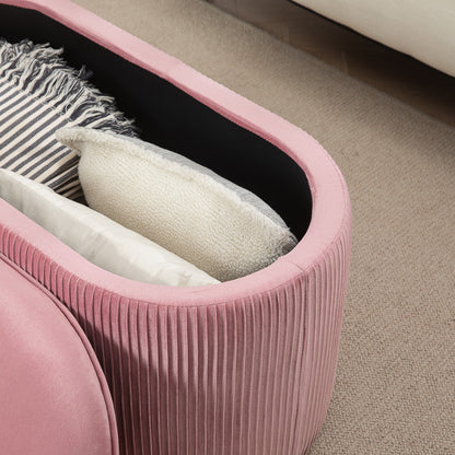 Upholstered Bench with Storage Chest for Living Room French Style Velvet Elegant Pink 81 x 40 x 41 cm