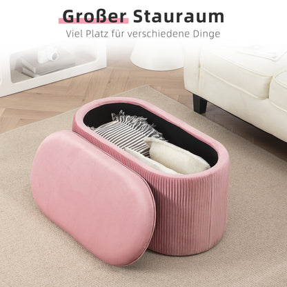 Upholstered Bench with Storage Chest for Living Room French Style Velvet Elegant Pink 81 x 40 x 41 cm