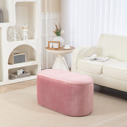 Upholstered Bench with Storage Chest for Living Room French Style Velvet Elegant Pink 81 x 40 x 41 cm