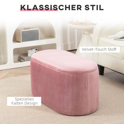 Upholstered Bench with Storage Chest for Living Room French Style Velvet Elegant Pink 81 x 40 x 41 cm