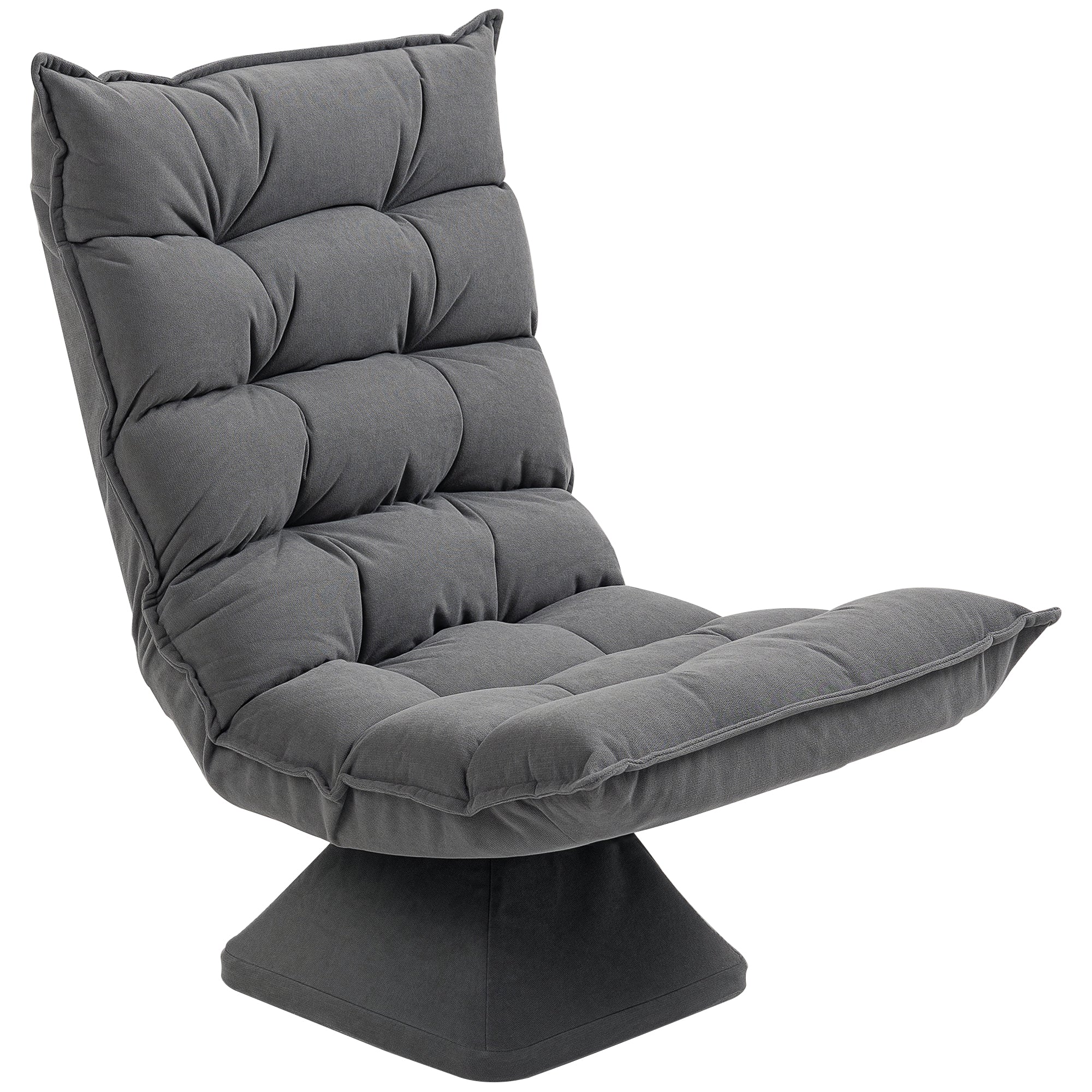 Floor Chair Floor Sofa with Adjustable Backrest, Swivel Meditation Chair with Base, Padded Recliner, Lazy Sofa for Living Room, Office, Gray