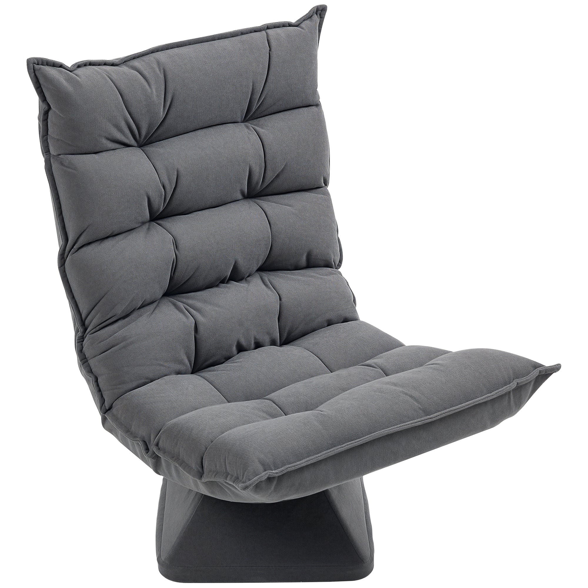 Floor Chair Floor Sofa with Adjustable Backrest, Swivel Meditation Chair with Base, Padded Recliner, Lazy Sofa for Living Room, Office, Gray