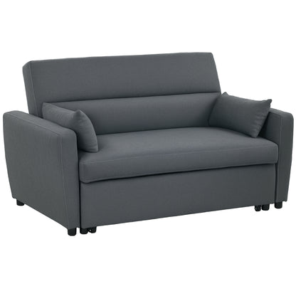 Sleeper Sofa, 2-Seater Sofa with Sleeping Function, Adjustable Backrest, Couch with Pillows, Velvet Look, Sofa Bed for Living Room, Guest Room, Dark Grey