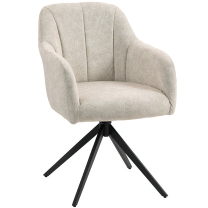 Chair Living Room Swivel Lounge Chair Tufted Upholstered Recliner with Steel Legs, Velvet-Look Upholstered Dining Chair Makeup Chair for Bedroom Beige