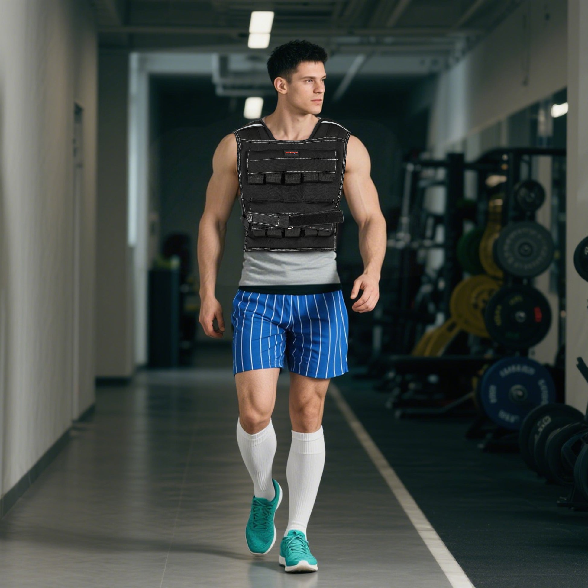 SPORTNOW Weighted Vest 20 KG Adjustable Training Vest with Removable Weights Reflective Stripes Running Vest for Women Men Muscle Building Strength Training, Running, Fitness, Cross Training