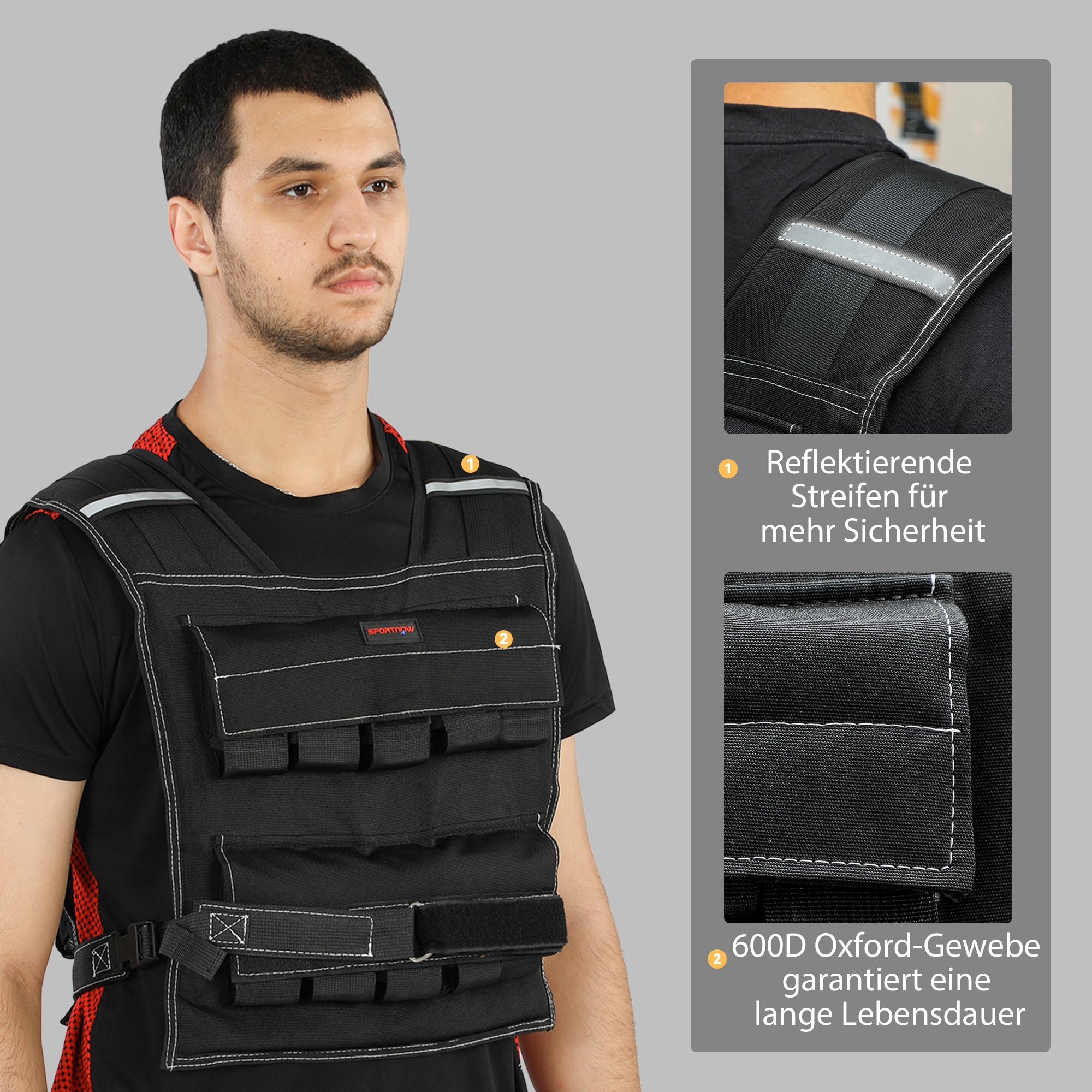SPORTNOW Weighted Vest 20 KG Adjustable Training Vest with Removable Weights Reflective Stripes Running Vest for Women Men Muscle Building Strength Training, Running, Fitness, Cross Training