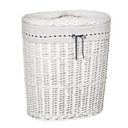 Wicker Laundry Basket with Lid, Washable Fabric Inner Bag, Holds 15kg of Dirty Laundry, White
