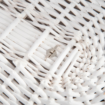 Wicker Laundry Basket with Lid, Washable Fabric Inner Bag, Holds 15kg of Dirty Laundry, White