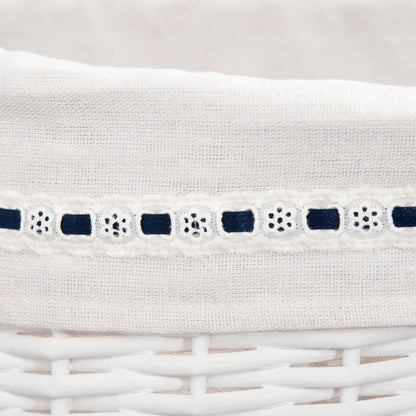 Wicker Laundry Basket with Lid, Washable Fabric Inner Bag, Holds 15kg of Dirty Laundry, White