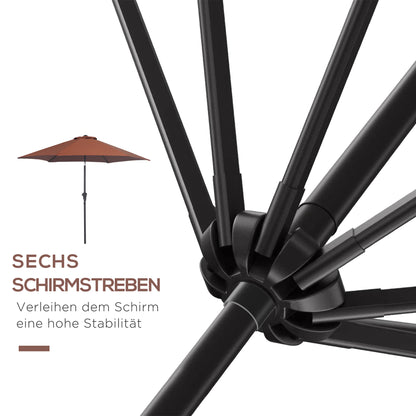 Cantilever Umbrella Garden Parasol Market Umbrella with Hand Crank Alu 180/m² Polyester Steel Coffee Ø2.6 x 2.35 m