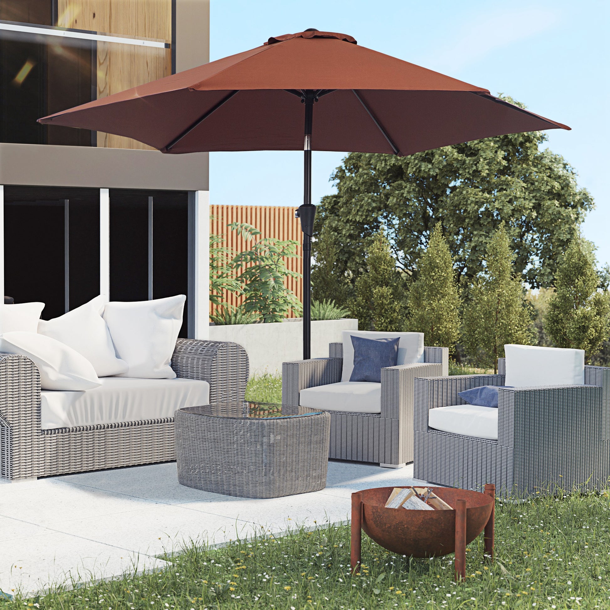 Cantilever Umbrella Garden Parasol Market Umbrella with Hand Crank Alu 180/m² Polyester Steel Coffee Ø2.6 x 2.35 m