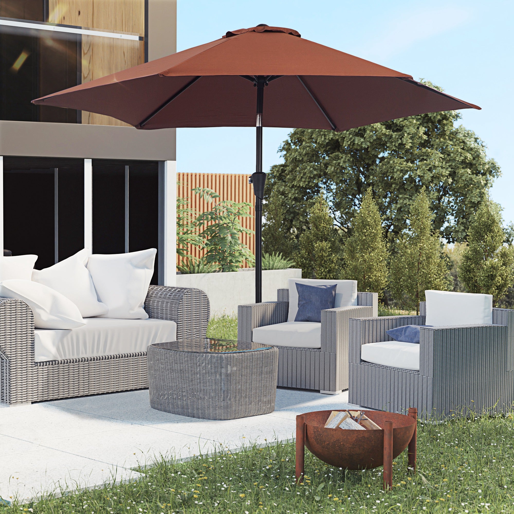 Cantilever Umbrella Garden Parasol Market Umbrella with Hand Crank Alu 180/m² Polyester Steel Coffee Ø2.6 x 2.35 m