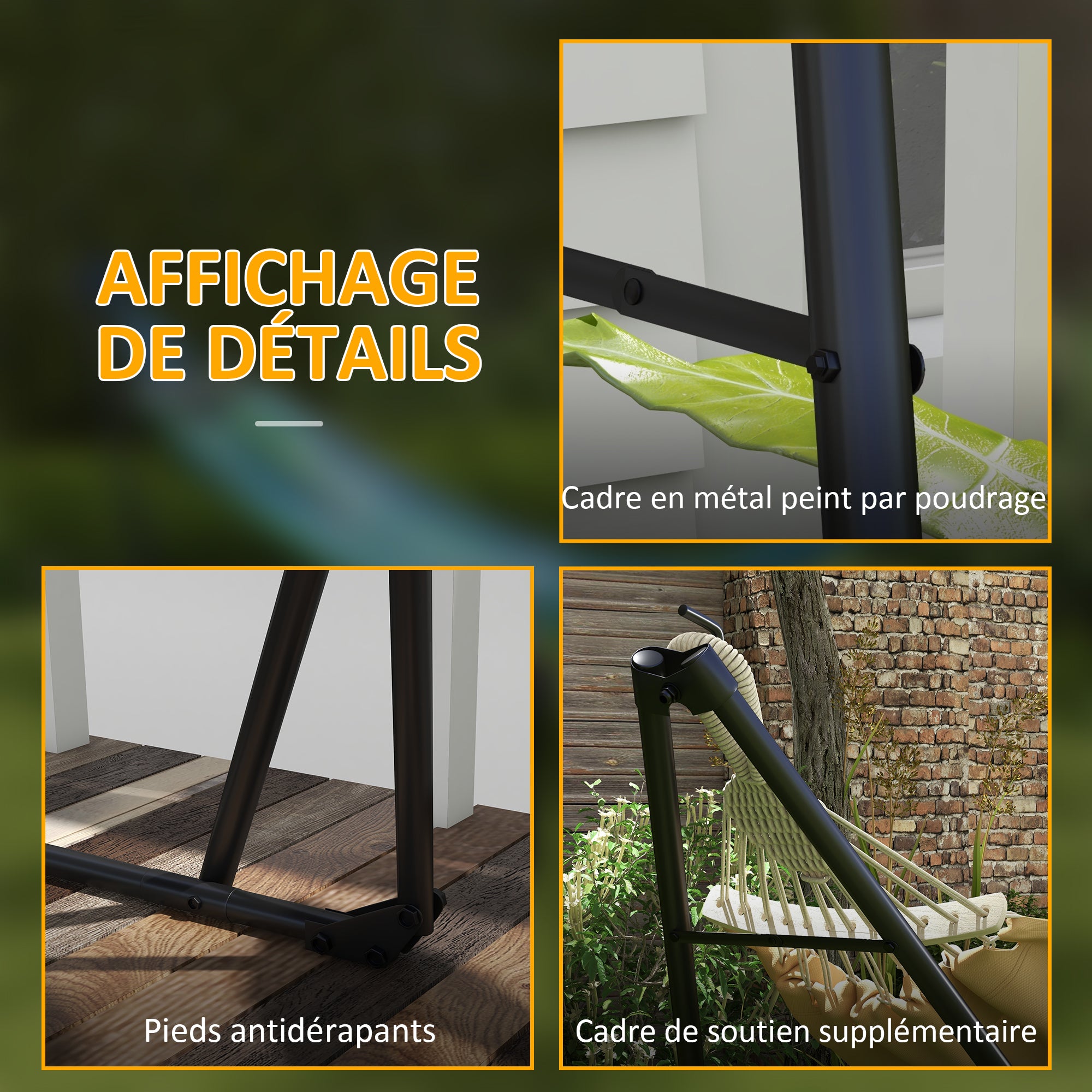 Foldable Steel Hammock Stand, 2-in-1 Support for Hammock or Hanging Chair, Includes Carrying Bag, dim. 263L x 89W x 100H cm