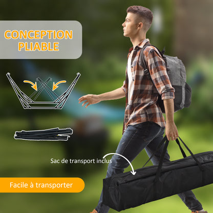 Foldable Steel Hammock Stand, 2-in-1 Support for Hammock or Hanging Chair, Includes Carrying Bag, dim. 263L x 89W x 100H cm