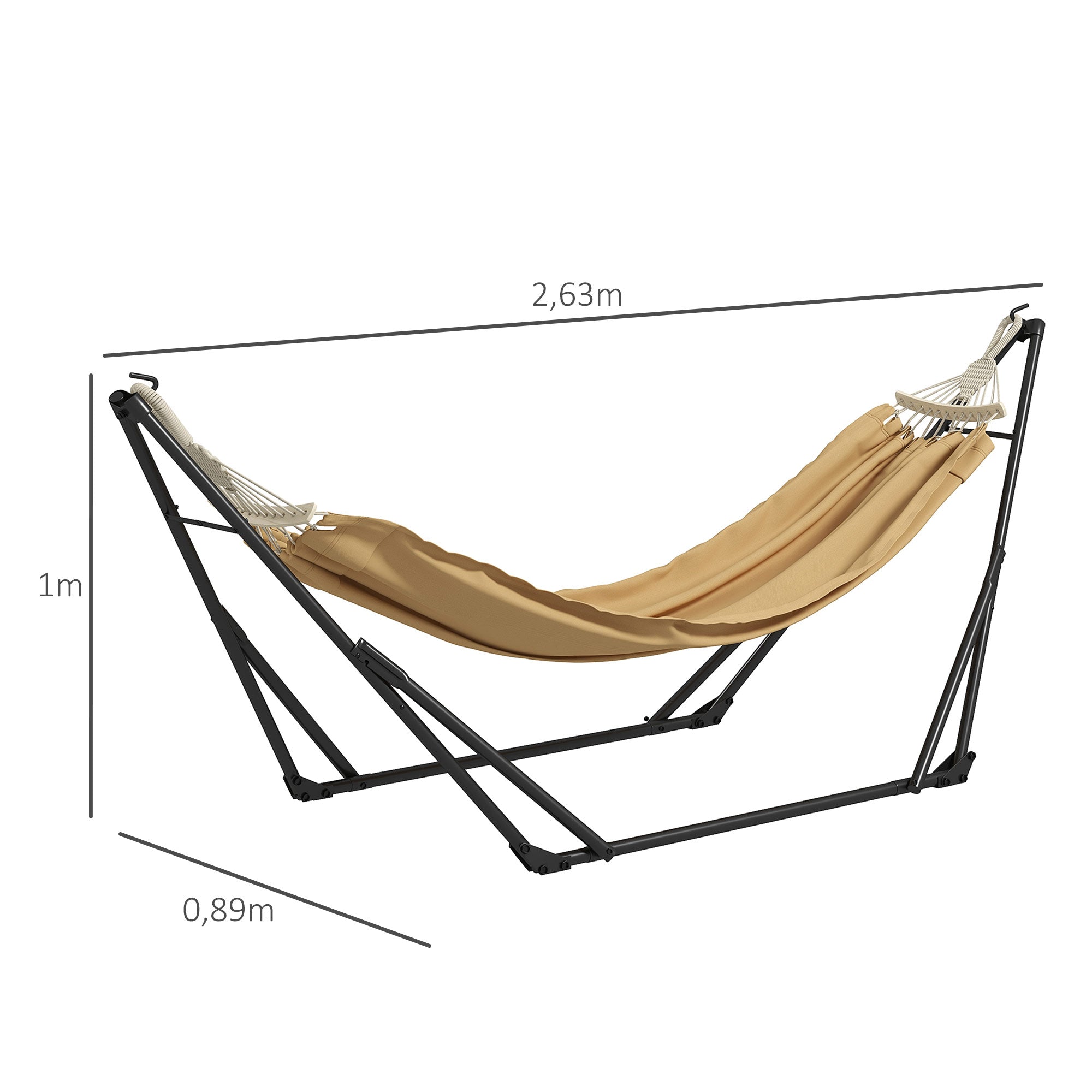 Foldable Steel Hammock Stand, 2-in-1 Support for Hammock or Hanging Chair, Includes Carrying Bag, dim. 263L x 89W x 100H cm