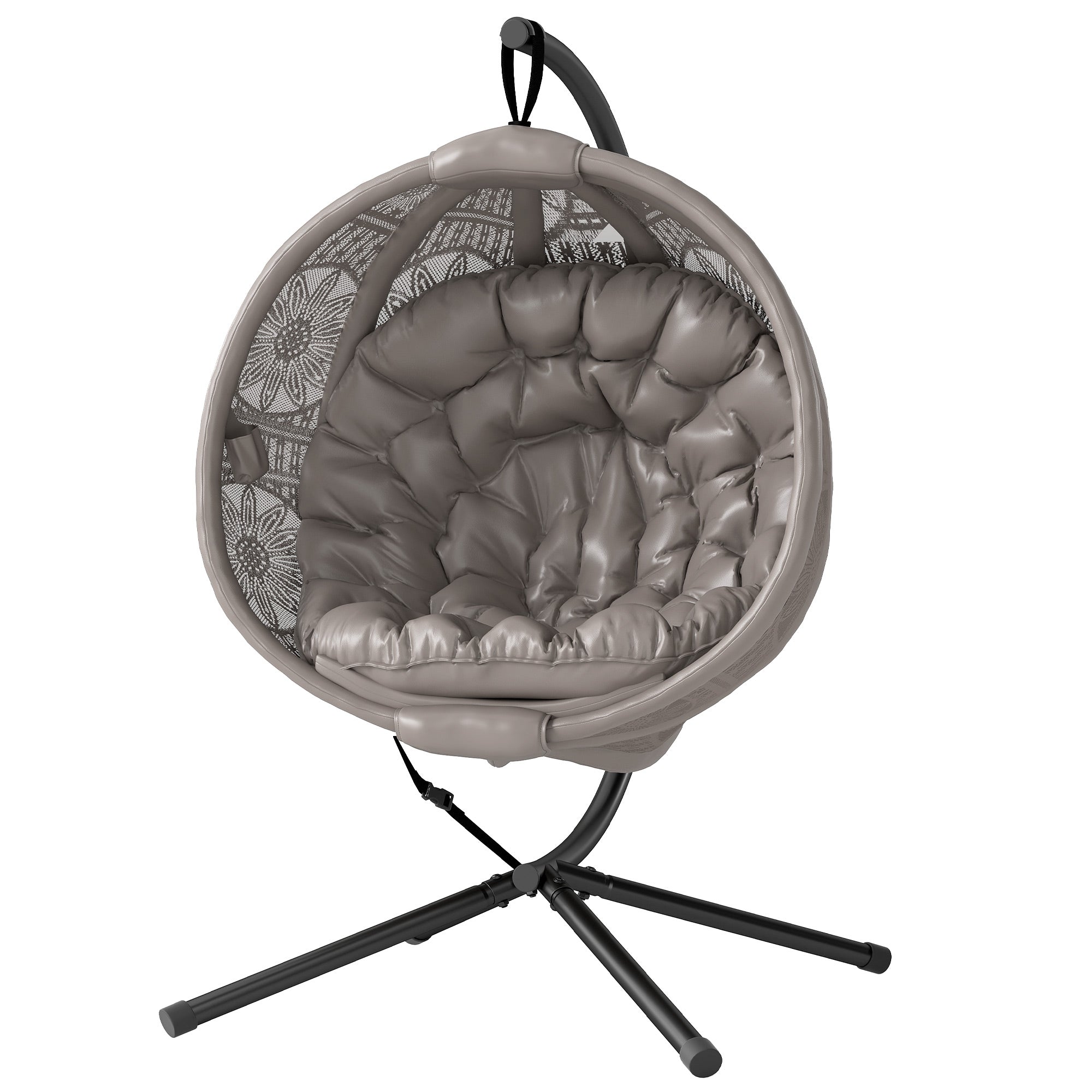 Hanging Egg Chair, Hanging Swing, Hanging Chair with Seat Cushion, Foldable Seat Basket, for Indoor, Outdoor, Supports up to 120 kg, Polyester, Sand