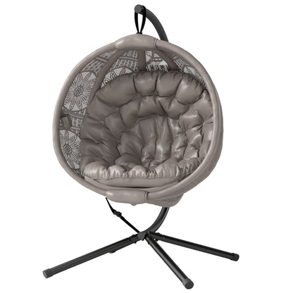 Hanging Egg Chair, Hanging Swing, Hanging Chair with Seat Cushion, Foldable Seat Basket, for Indoor, Outdoor, Supports up to 120 kg, Polyester, Sand