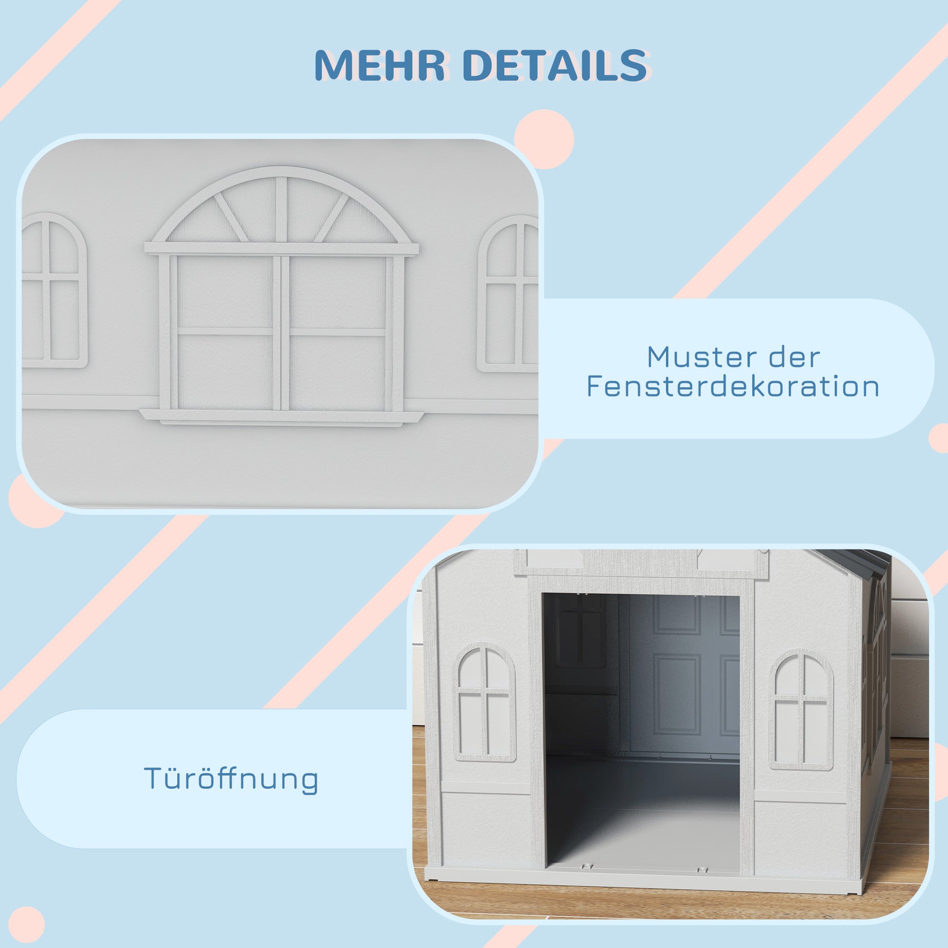 Dog House, Dog Kennel with Saddle Roof, Weatherproof Pet House for medium-sized dogs under 20 kg, Outdoor Dog House, 65 x 75.7 x 63 cm, Gray