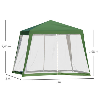Garden Pavilion Gazebo Party Tent Weatherproof Tent with Mosquito Net Metal + Polyester Green 3 x 3 m