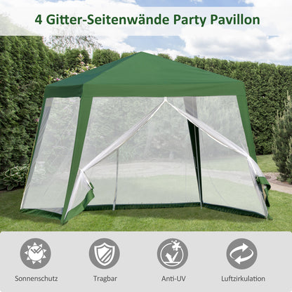 Garden Pavilion Gazebo Party Tent Weatherproof Tent with Mosquito Net Metal + Polyester Green 3 x 3 m
