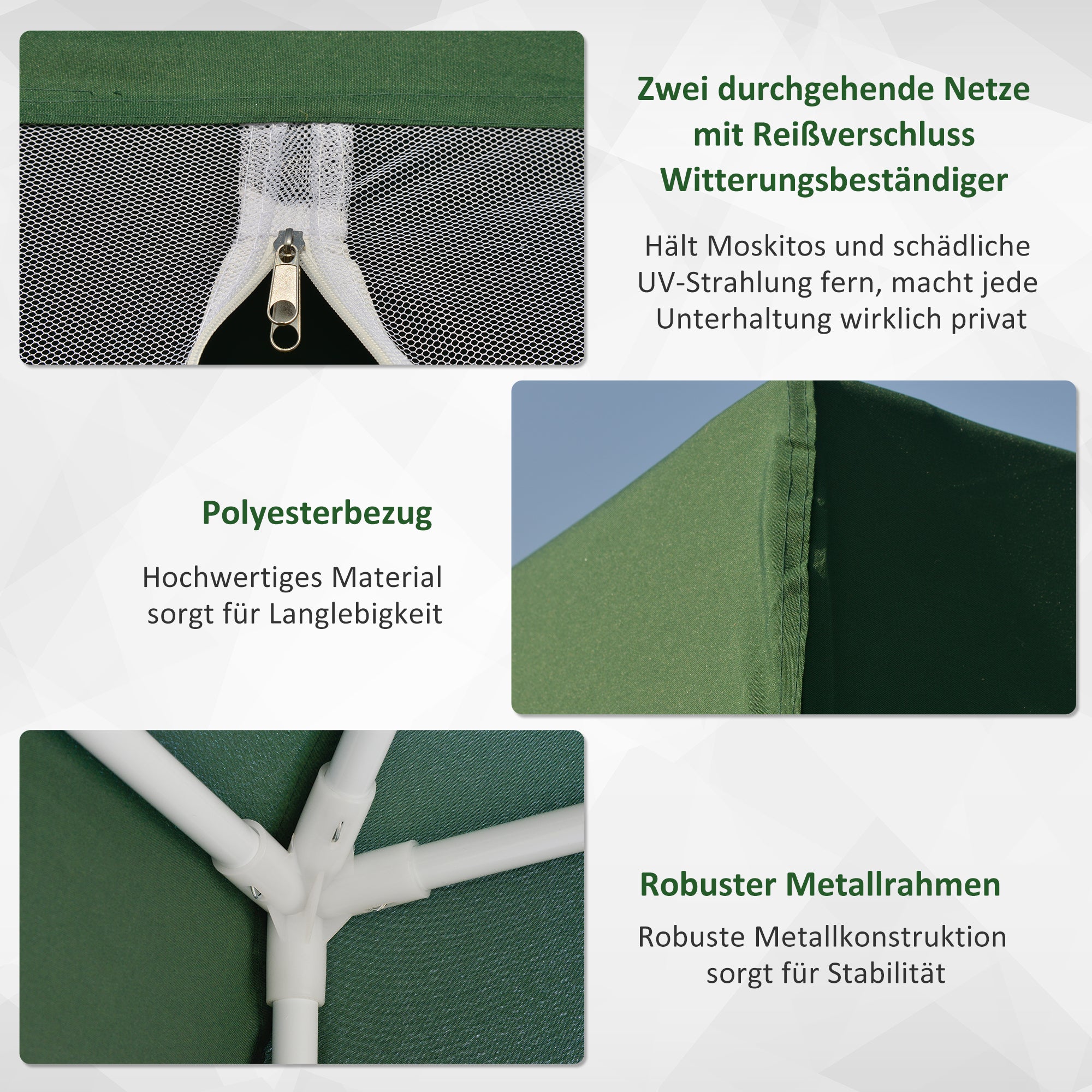 Garden Pavilion Gazebo Party Tent Weatherproof Tent with Mosquito Net Metal + Polyester Green 3 x 3 m