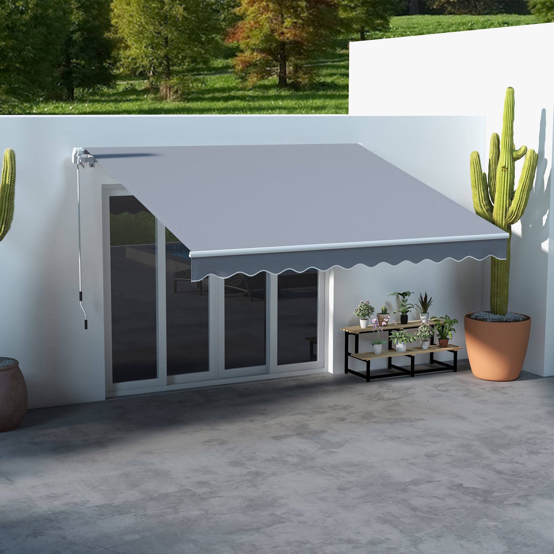 Retractable Awning | Sun and Rain Protection | Balcony | Gray | 295 x 250cm