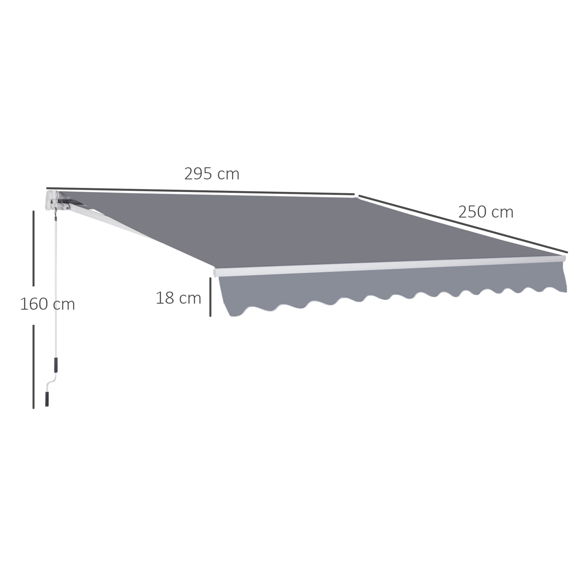 Retractable Awning | Sun and Rain Protection | Balcony | Gray | 295 x 250cm