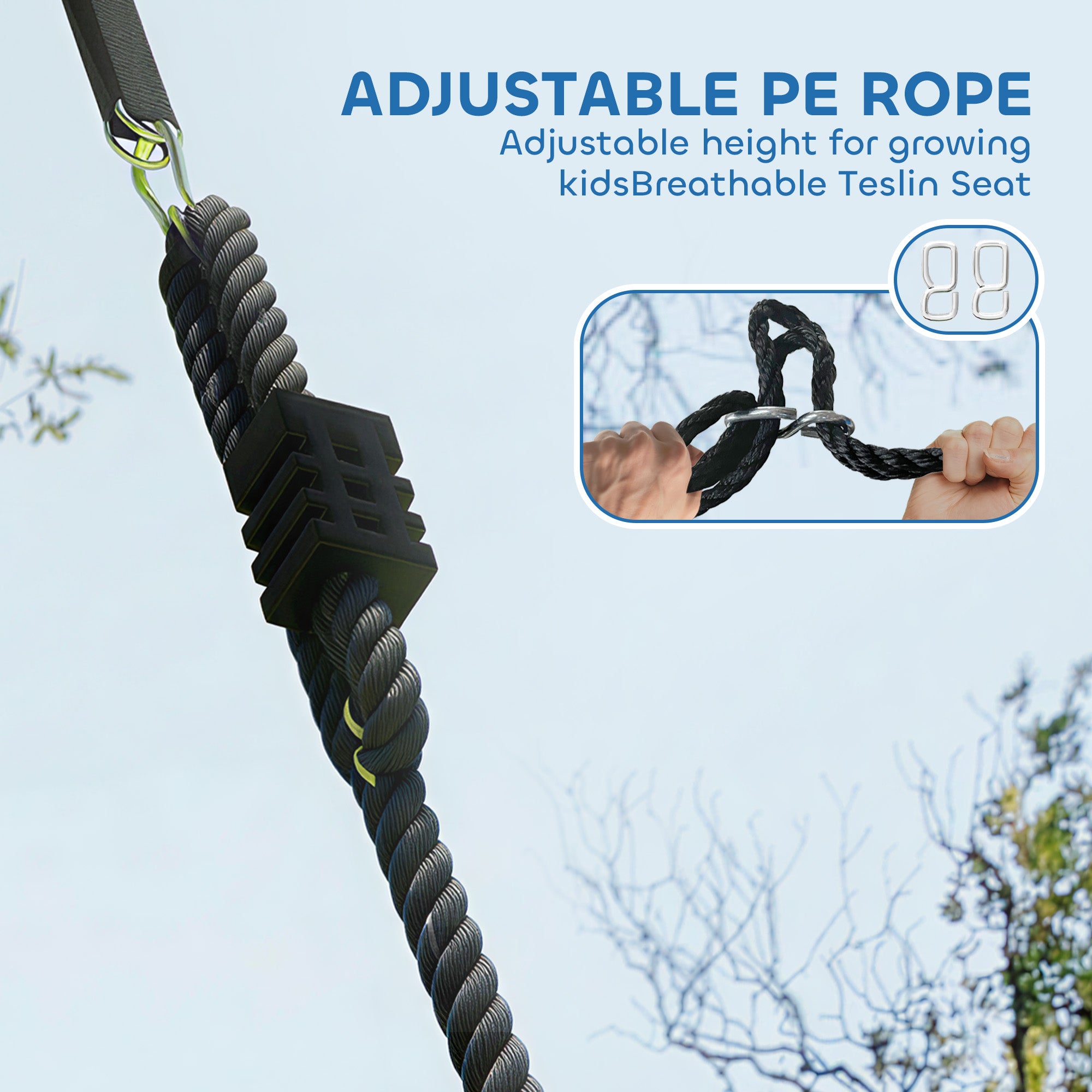 Adjustable Nest Swing 148 x 77 cm (58.3 x 30.3 in) – Up to 300 kg (661 lb) | Garden Hanging Swing with Adjustable Ropes, for Ages 3–8, Indoor & Outdoor, Multicolor