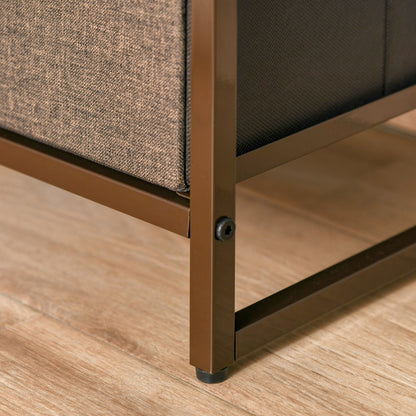 Fabric Chest of Drawers for Bedroom with 4 Foldable Drawers Wooden Top and Metal Frame for Living Room 31x29x99 cm Multicolor