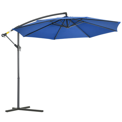Offset Octagonal Foldable 3m Diameter Garden Umbrella with Cross Base in Blue