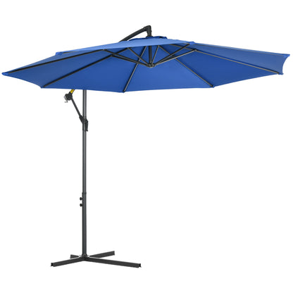 Offset Octagonal Foldable 3m Diameter Garden Umbrella with Cross Base in Blue