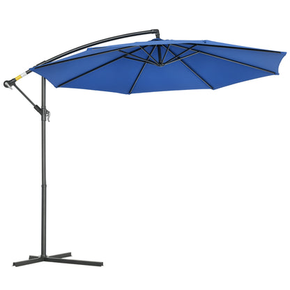 Offset Octagonal Foldable 3m Diameter Garden Umbrella with Cross Base in Blue